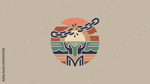 Εκτύπωση καμβά Broken Chain Symbolizing Freedom and Hope Illustration