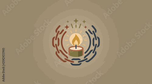 Photos Candle Flame and Chains Illustration for Hope and Human Rights