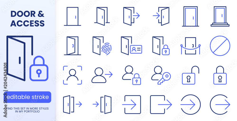 Foto Open door line icon set