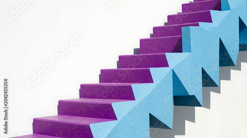 Contrasting staircase with purple and blue steps