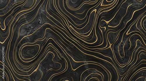 Abstract black and gold liquid marble texture background with topographic waves for luxury branding and elegant fluid art wallpaper with professional artistic backdrop design hd res