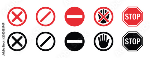 Obraz na plátne Prohibition and Stop Signs for Design Use Showcasing Various Restriction Symbols