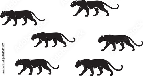 Walking panther design in silhouette.