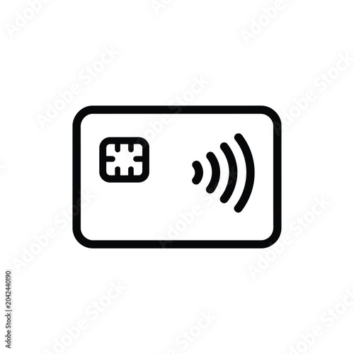 Contactless payment card icon with wireless symbol on light gray background