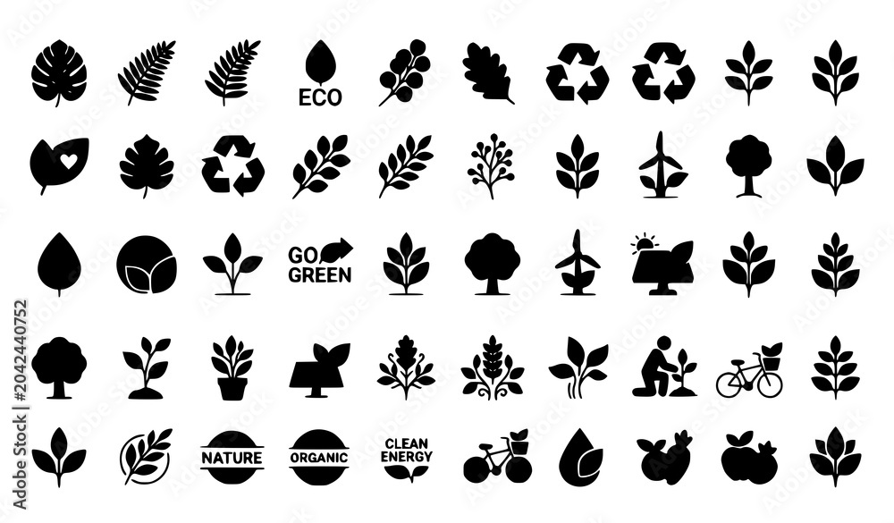 Fototapeta premium Eco Nature Environmental Icons Vector Symbol Collection Design