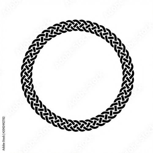 braided circular frame on white background border