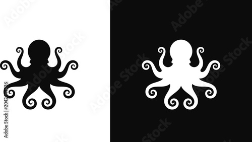 Octopus silhouette. Abstract octopus vector illustration