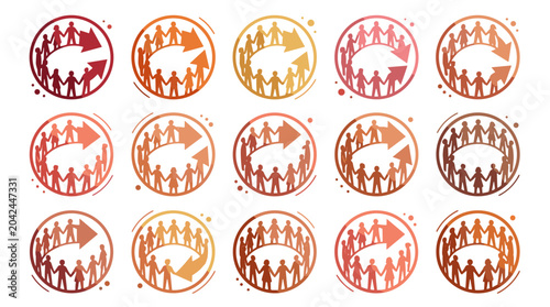 Set of colorful crown icons in various shades and styles