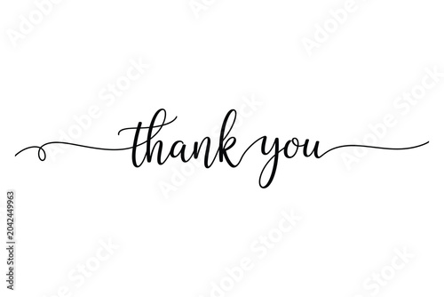 Elegant calligraphy 'thank you' text design for cards gifts and appreciation messaging