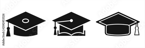 Premium academic cap and mortarboard vector graphics for education. Transparent png and vector
