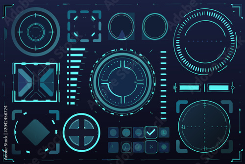 futuristic hud interface elements vector graphic design