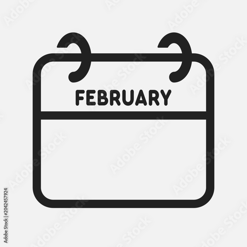 Icon calendar February month, empty space reminder