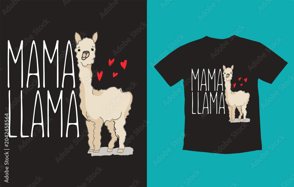 Fototapeta premium Professional Mothers Day llama mom design. Professional Mother's Day vector art for gifts and apparel.