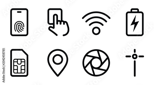 Photos Mobile interface icon set for device interaction, app development, user navigati