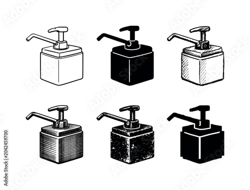 Countertop sauce dispenser with spout and push lever used to pour condiments precisely in small portions