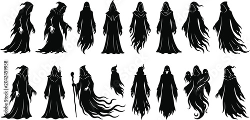 Konstfotografi ghostly figures silhouettes on white background phantoms