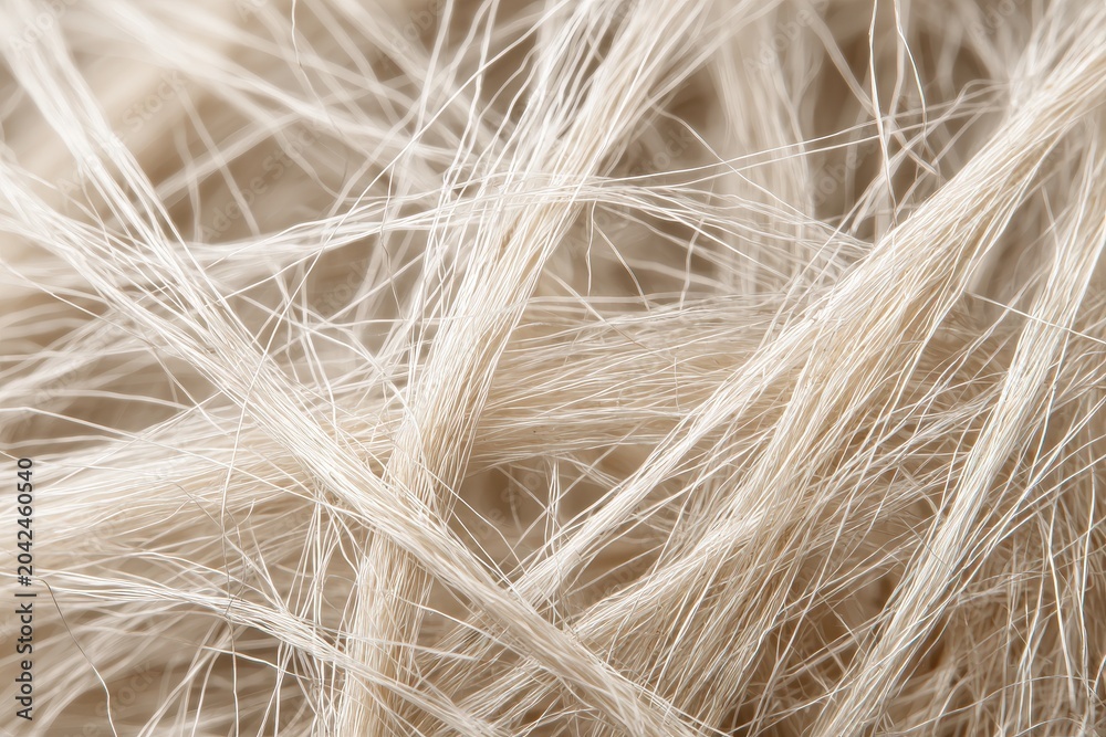Fototapeta premium Macro close-up of cellulose fiber strands in natural beige tones