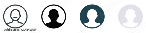 User icon with minimal profile avatar and circle account symbol for apps, social interfaces, contact, and login design