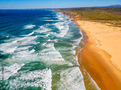 Aerial View on Beach of Carrapateira Algarve Portugal