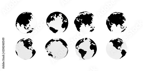 Bilde på lerret earth globe silhouette set on black background