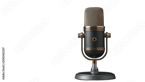 Vintage retro studio microphone broadcasting concept on transparent background