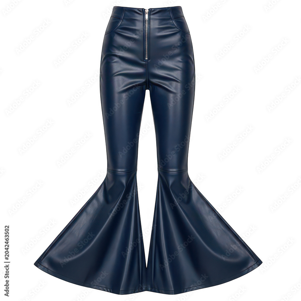 Photography Poster Stylish black faux leather flare pants with