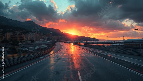 Golden Hour Road Trip Through a Scenic Coastal Landscape at Sunset
