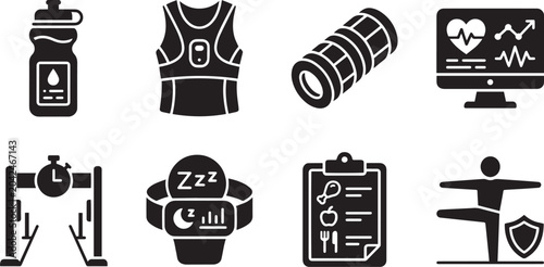 Fitness Training Equipment Vector Icon Set