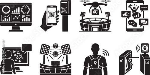 Smart Football Technology Vector Icon Set