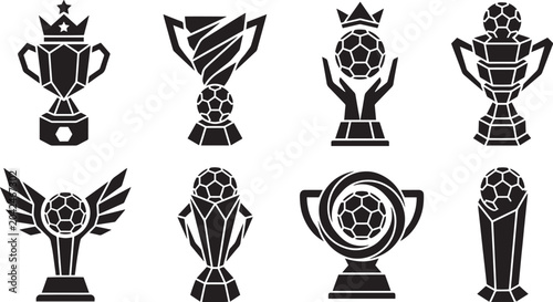 Football Trophy Award Vector Icon Set