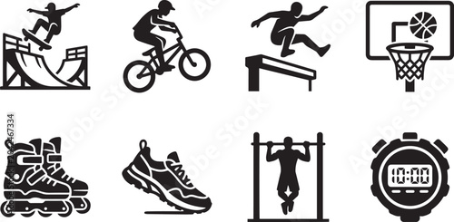 Extreme Sports Activity Vector Icon Set