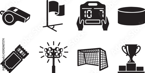 Sports Equipment Vector Icon Collection Set