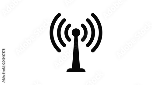 Slika na platnu Wireless signal icon black silhouette on a white background