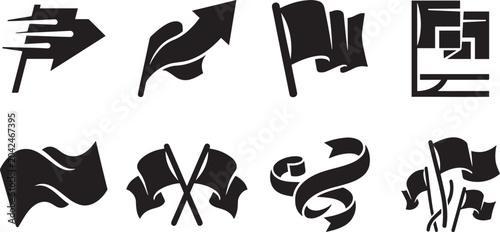Flag Banner Vector Icon Collection Set