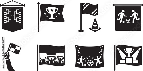 Football Fan Banner Vector Icon Set