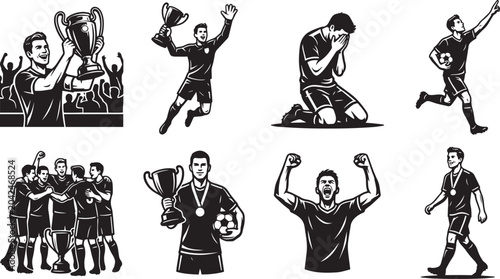 Football Celebration Player Vector Icon Set