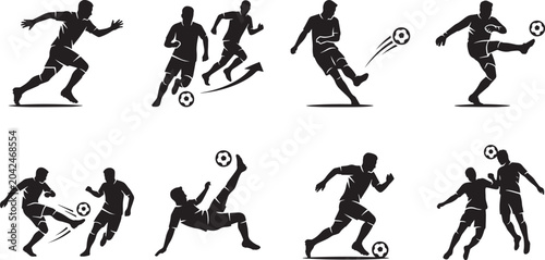 Football Player Silhouette Vector Icon Set