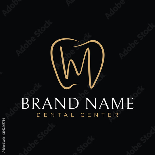 M Dental Logo Design Template Inspiration, Vector Illustration.