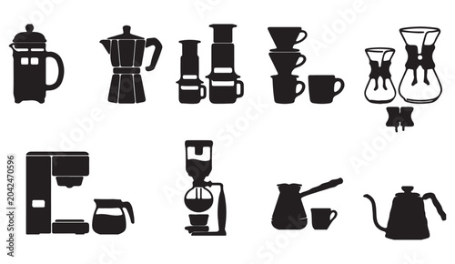Foto Coffee Maker and Brewing Equipment Icons