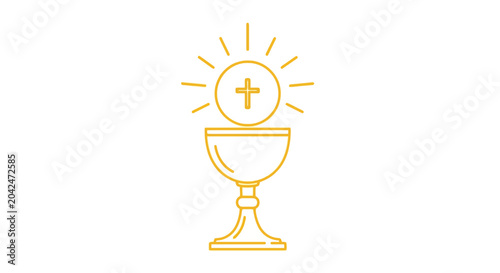 Принти на полотні Golden chalice with cross, christian symbol, religious icon, eucharist concept
