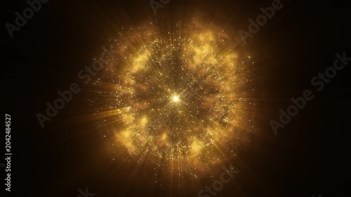 4K Golden Energy Sphere Particle Animation 3D Abstract Glowing Orb Motion Video 60fps