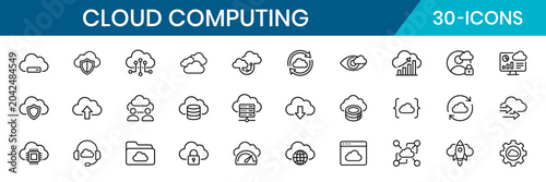 Foto Cloud Computing Fundamentals Thin Line Icon Set