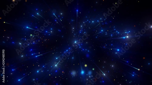 4K Blue Particle Explosion with Glowing Bokeh Sparkles and Radiant Light Rays Futuristic Energy Burst Abstract 3D Motion Video 60fps