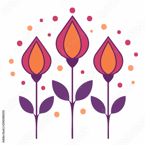 Stylized Tulips with Dots