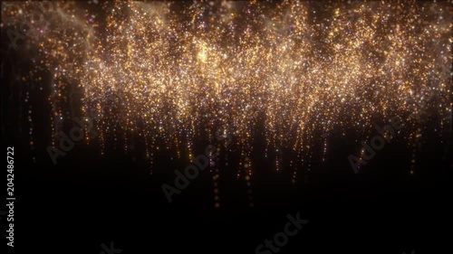 4K Golden Glitter Particle Rain with Glowing Bokeh Sparkles and Falling Stardust Luxury Abstract 3D Motion Video 60fps