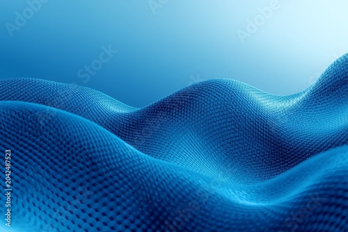 Smooth flowing blue waves on a gradient background, abstract digital artwork symbolizing motion, energy, technology, and fluidity. Design, innovation, and corporate themes. AI generated image