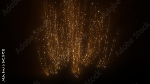 4K Golden Particle Cascade with Falling Light Trails and Sparkling Stardust Luxury Abstract 3D Motion Video 60fps