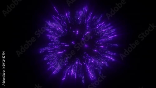 4K Purple Electric Particle Explosion with Neon Energy Rays and Glowing Plasma Burst Abstract Motion Background 60fps