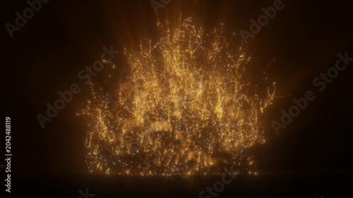4K Golden Particle Fountain with Glowing Sparkles and Magical Energy Dust Abstract Celebration Background 60fps