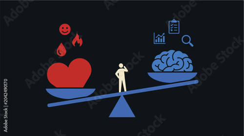 фотографія Emotional Versus Rational Decision Making Framework Vector